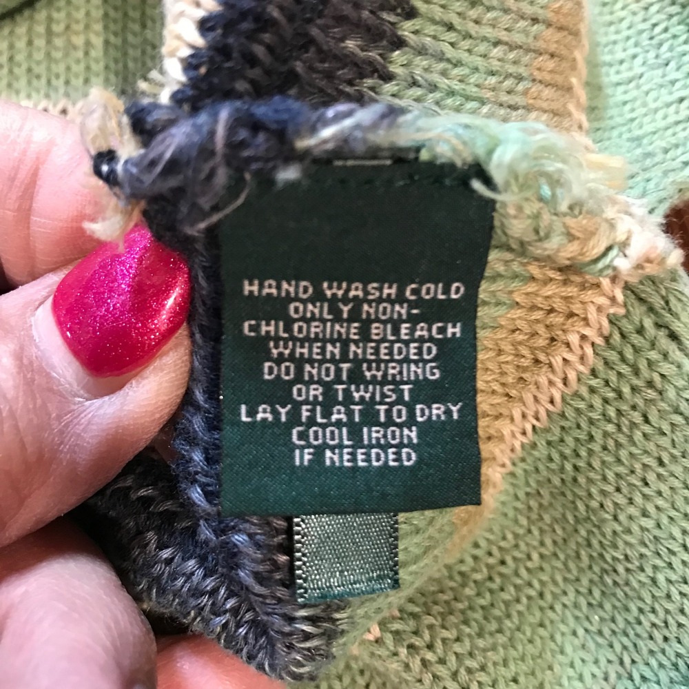 Lauren Ralph Lauren Southwestern Stripe Cotton Linen Knit Sweater Green XL 3/4 - Picture 5 of 16
